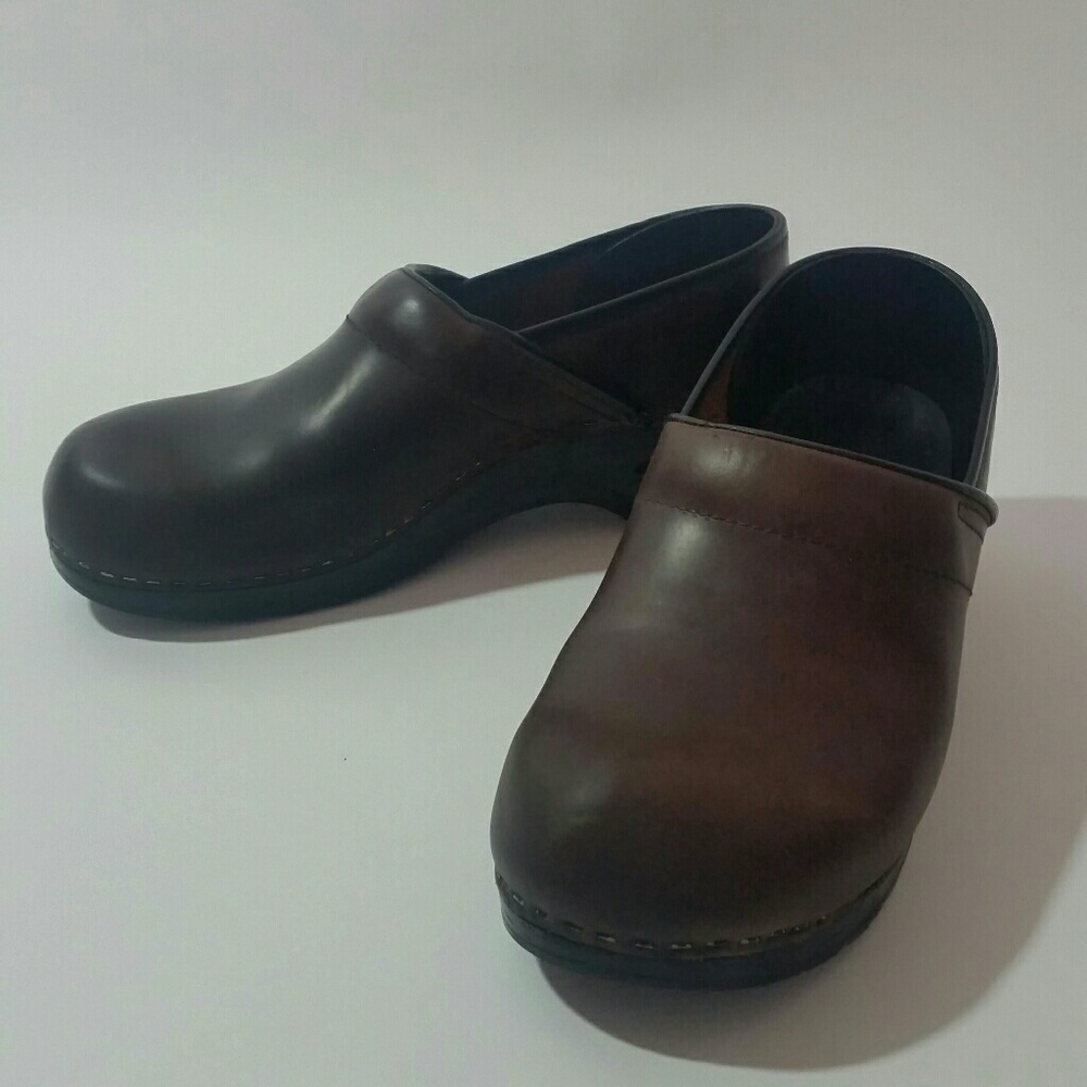 Dansko Oiled Leather Brown Clogs